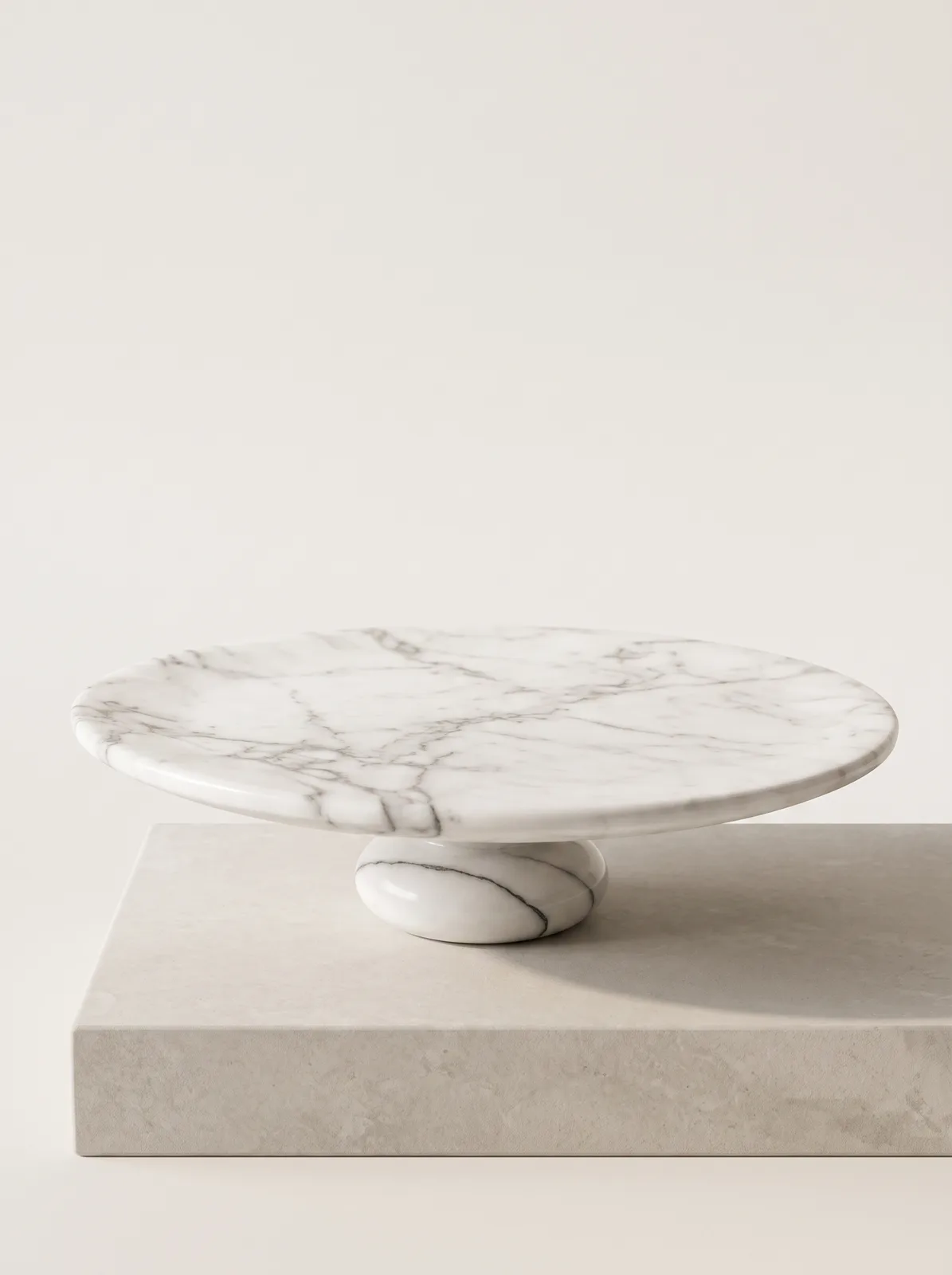Footed platter in soft lilac marble